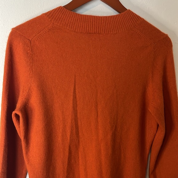 Tweeds Ribbed V-Neck Angora Rabbit Hair Blend Burnt Orange Sweater Sz M - Picture 5 of 6